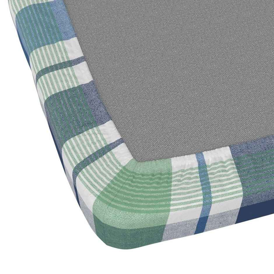 Kopa Bamboo Micro King Bedsheet With 2 Pillow Covers | Set of 3 | Santiago Checks | Mint, Blue