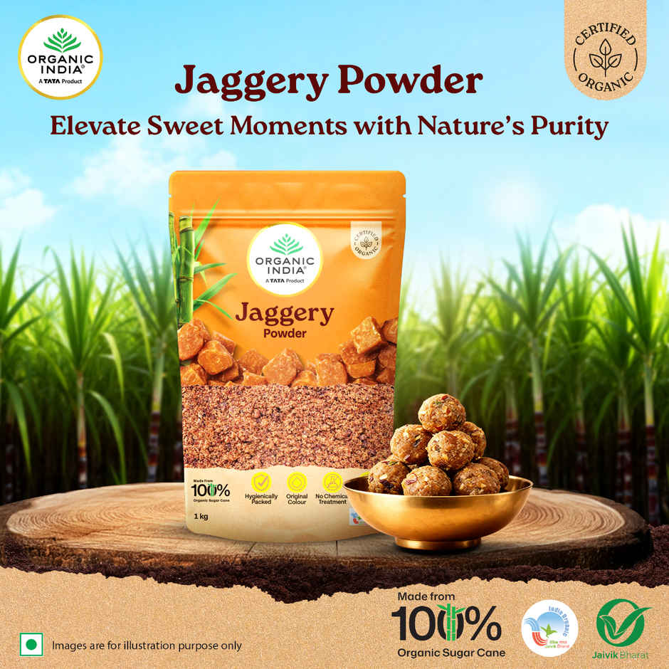 A TATA Product - Organic India Jaggery Powder - Pure & Natural, A Healthy Sugar Substitute