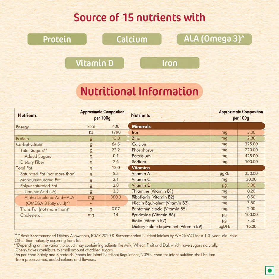 Nestle CERELAC Multigrain & Fruits Baby Food Cereal, No Refined Sugar & No Preservatives