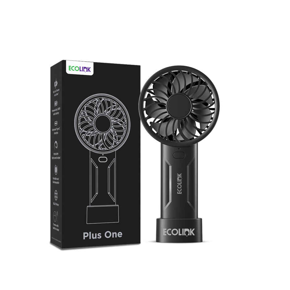 EcoLink Plus One Handheld Fan (Black) | USB Rechargeable