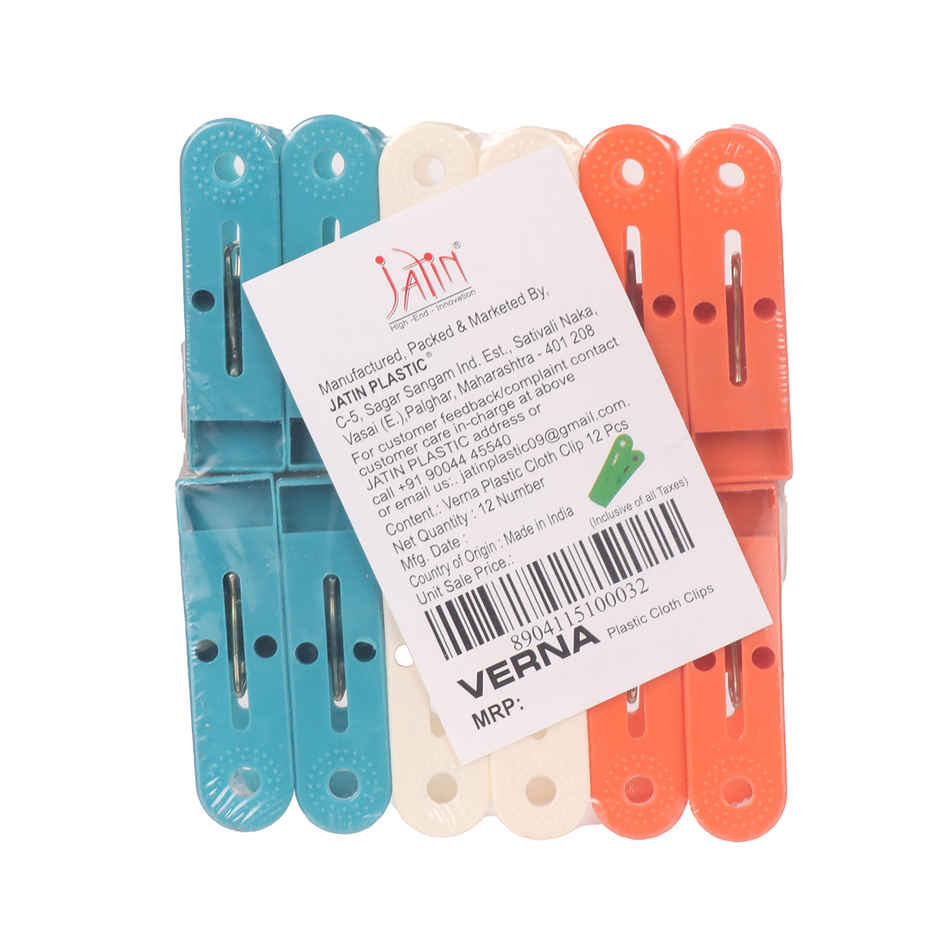 Jatin Verna Plastic Cloth Hanging Clips Set of 12 pcs | Assorted