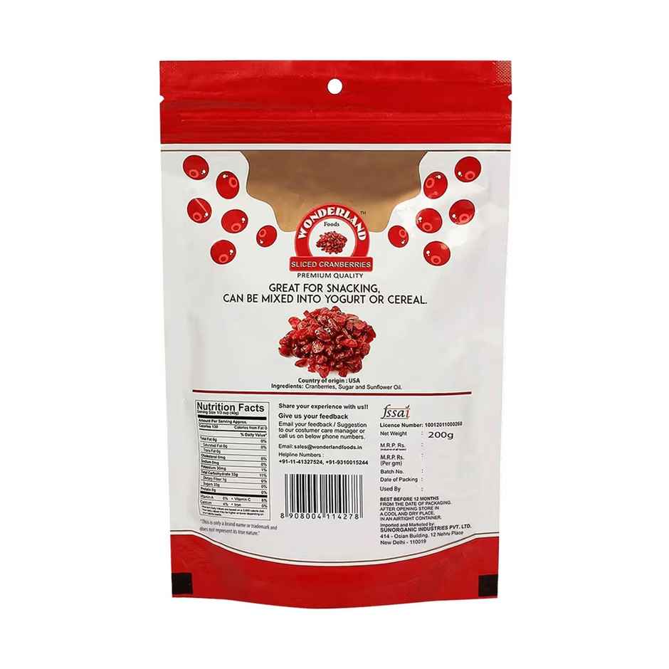 Wonderland Foods Vrat Sliced Dried Cranberries
