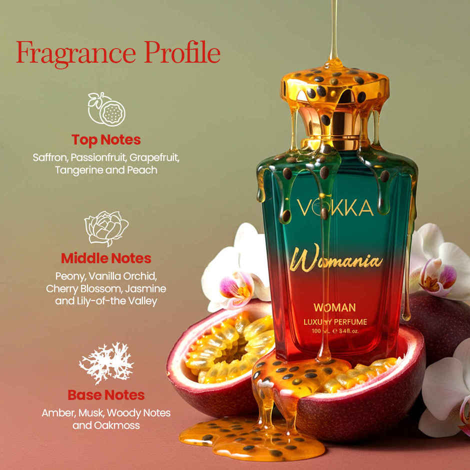 Vokka Womania Luxury Long Lasting Perfume for Women Saffron Passionfruit