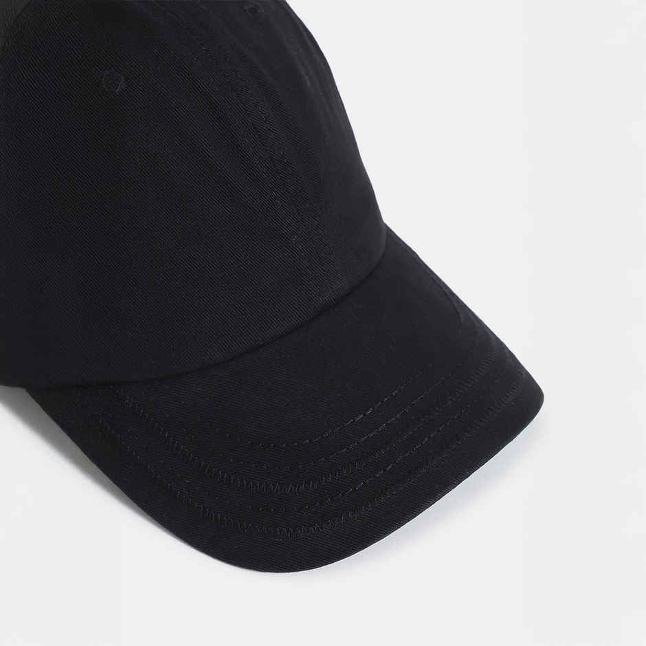 JACK & JONES Black Cotton Baseball Cap, Jet Black - One