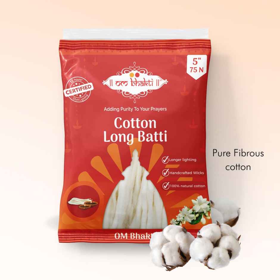 Om Bhakti - Pancha Deepa Oil(1l) & Om Bhakti Wick for Diya - Cotton Long Batti(75pc) Combo