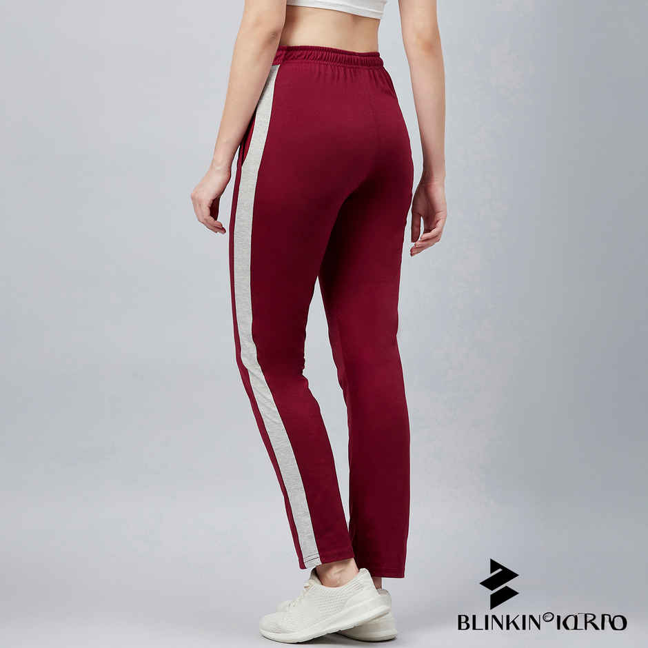 Blinkin Women's Cotton Color Block Pyjamas & Track Pants with Side Pockets | Maroon - 2XL