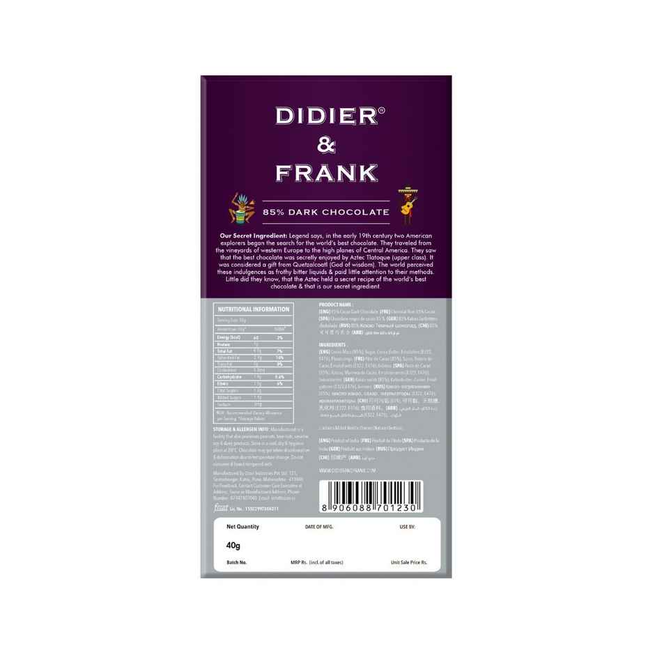 Didier & Frank 85% Dark Chocolate Bar | Premium & Indulgent
