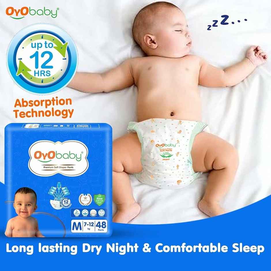 Oyo Baby Long Lasting Dry Night Diaper Pants, Size 9-14 Kg Baby Pack Of 2