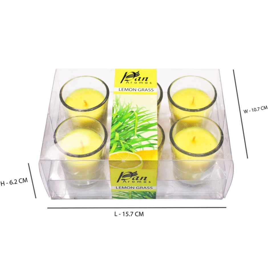 Votive Glass Candles | Lemon Grass | Pack of 6 | Pan Aromas