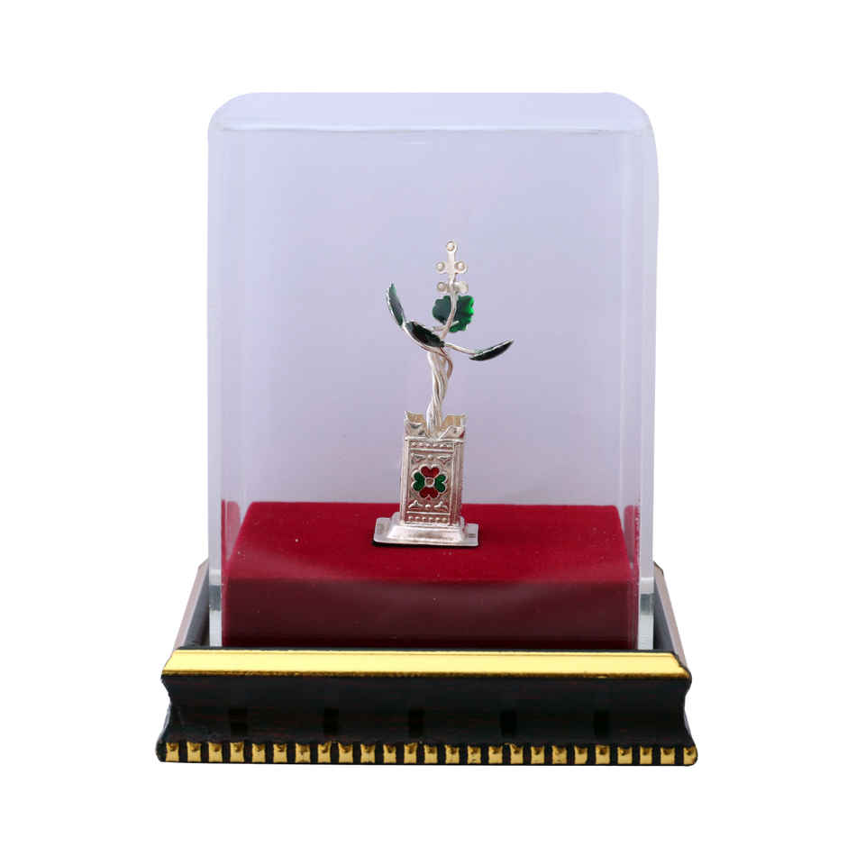 Sterling Silver Green Leaves Tulsi Plant | Silver Fire