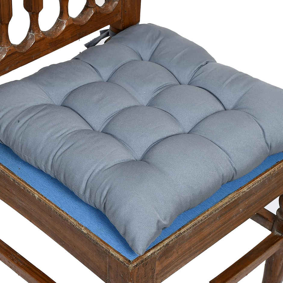 Kuber Industries Pack of 2 Chair Pads | Microfiber Chair Cushion for Office-Home | Grey