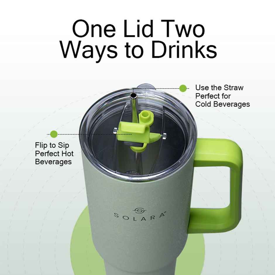 Solara 1.2 Liter Insulated Elixir Tumbler With Lid And Straw For Travel, Office, Home | Icy Mint