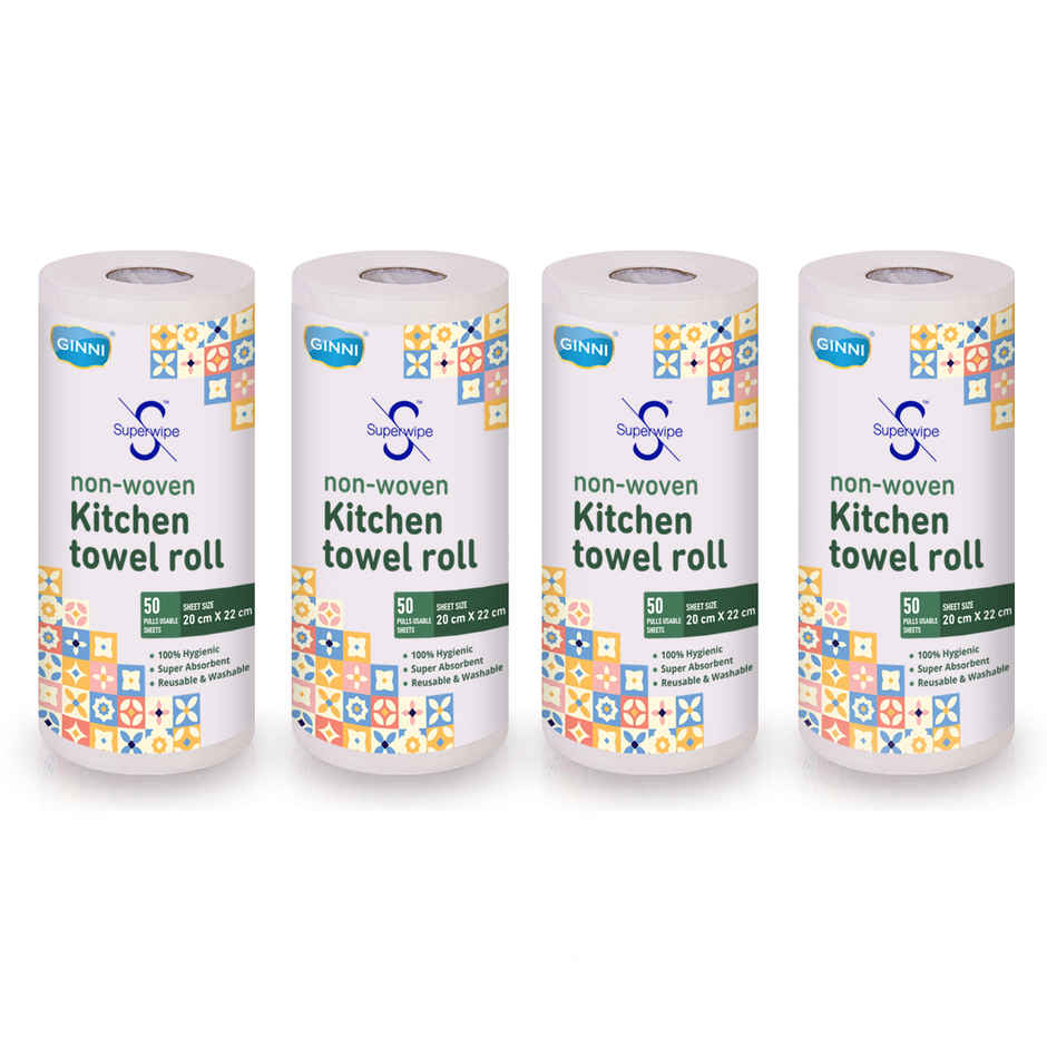 GINNI Superwipe Kitchen Towel Roll | 50 Pulls | 20 x 22 cm