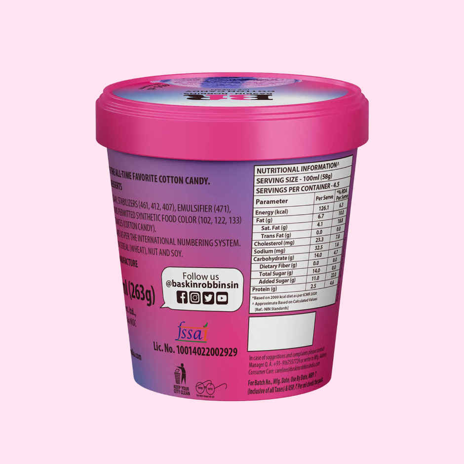 Baskin Robbins Cotton Candy Ice Cream Tub