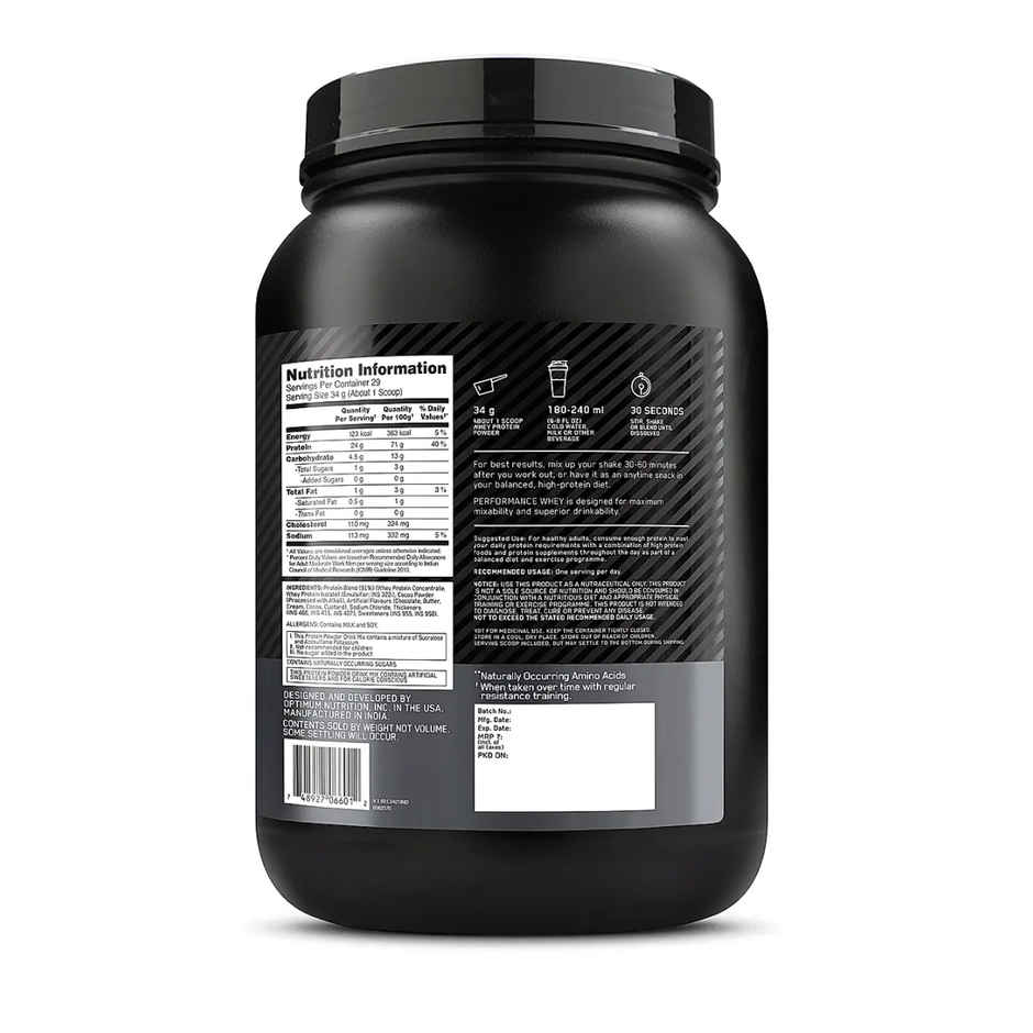 Optimum Nutrition (ON) Performance Whey Protein Powder Chocolate Milkshake
