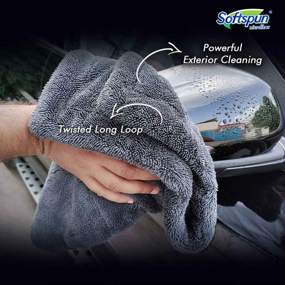 Softspun Microfiber Super Cleaning Cloth (1200 GSM, 40x60cm, 1pc, Grey)