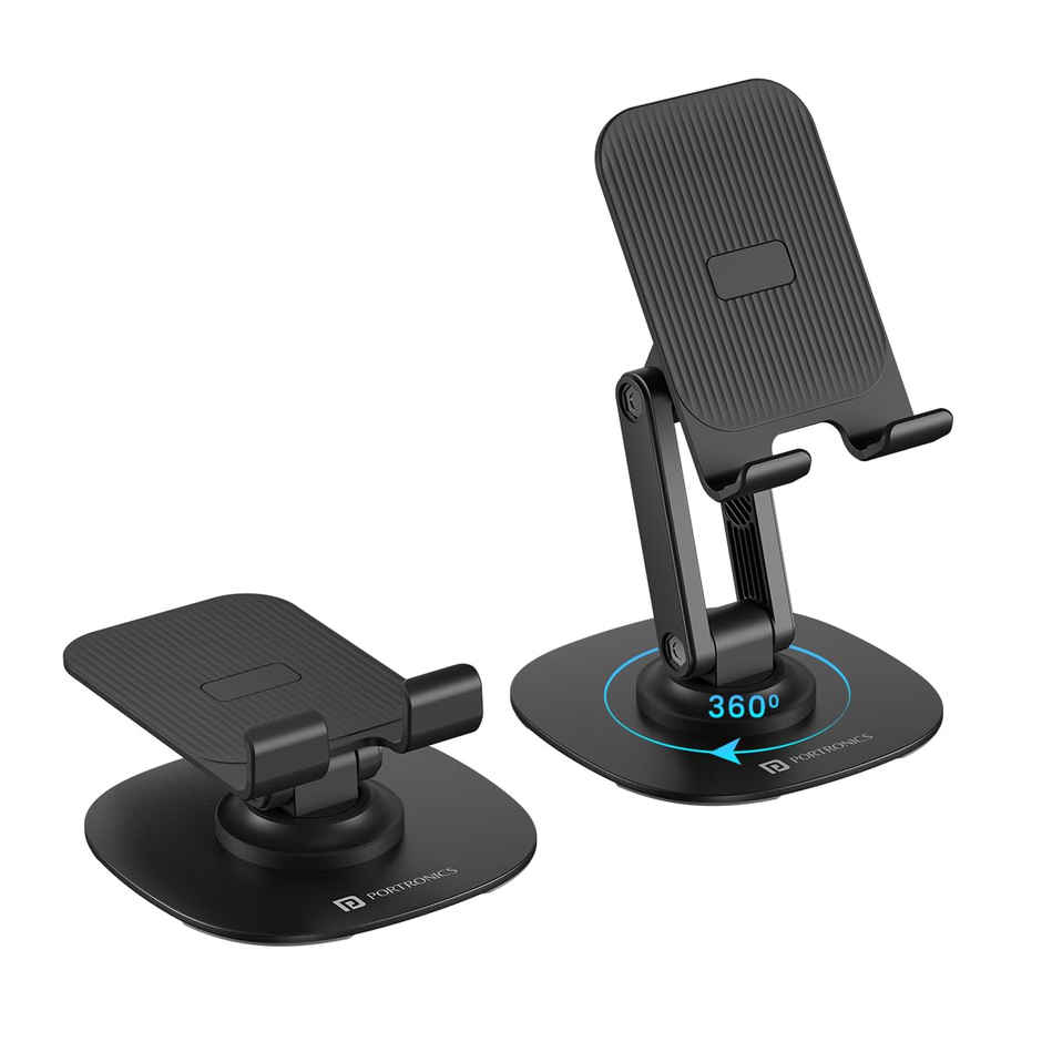 Portronics Mobot III Multifunctional Universal Mobile Holder with 360  Rotating Base | Black