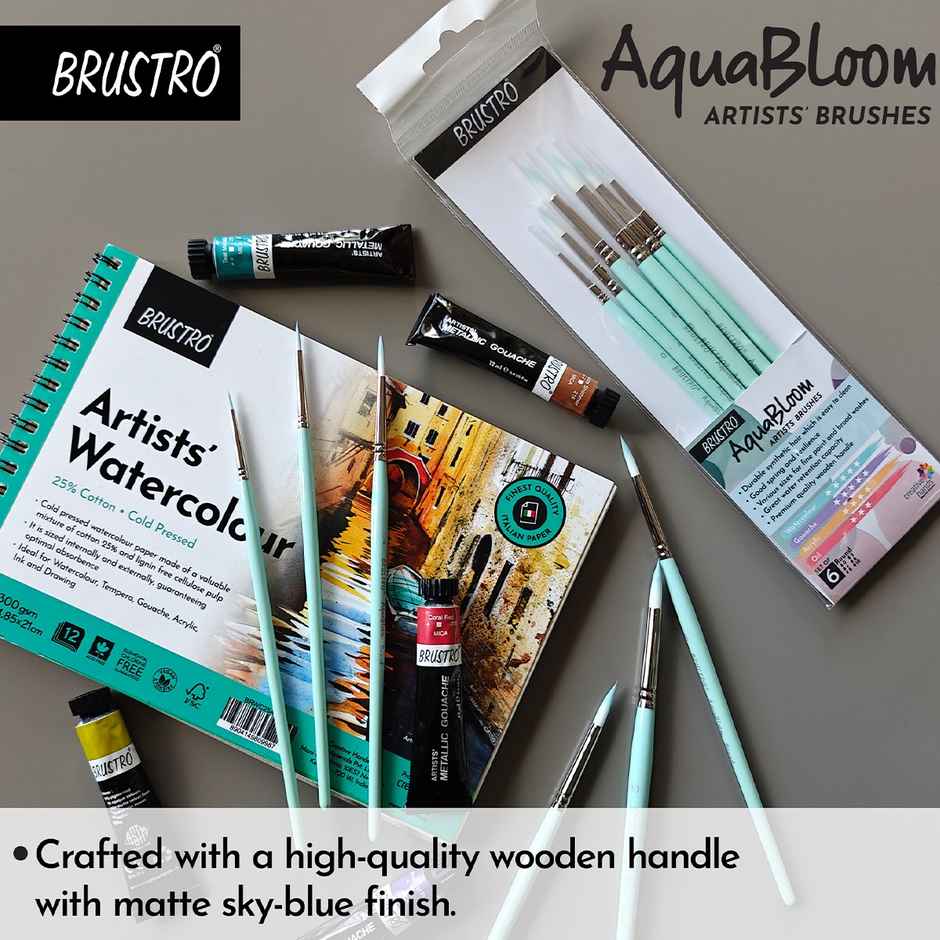 Brustro Artists Aquabloom Paint Brushes | Round | Set Of 6