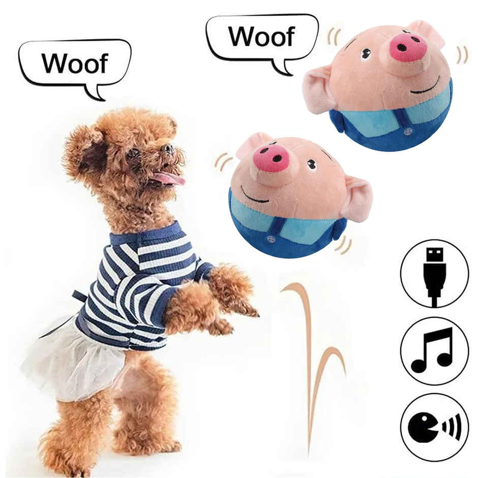 Kidology Interactive Bouncing Pig Plush Toy for Dogs| Musical Dog Toys