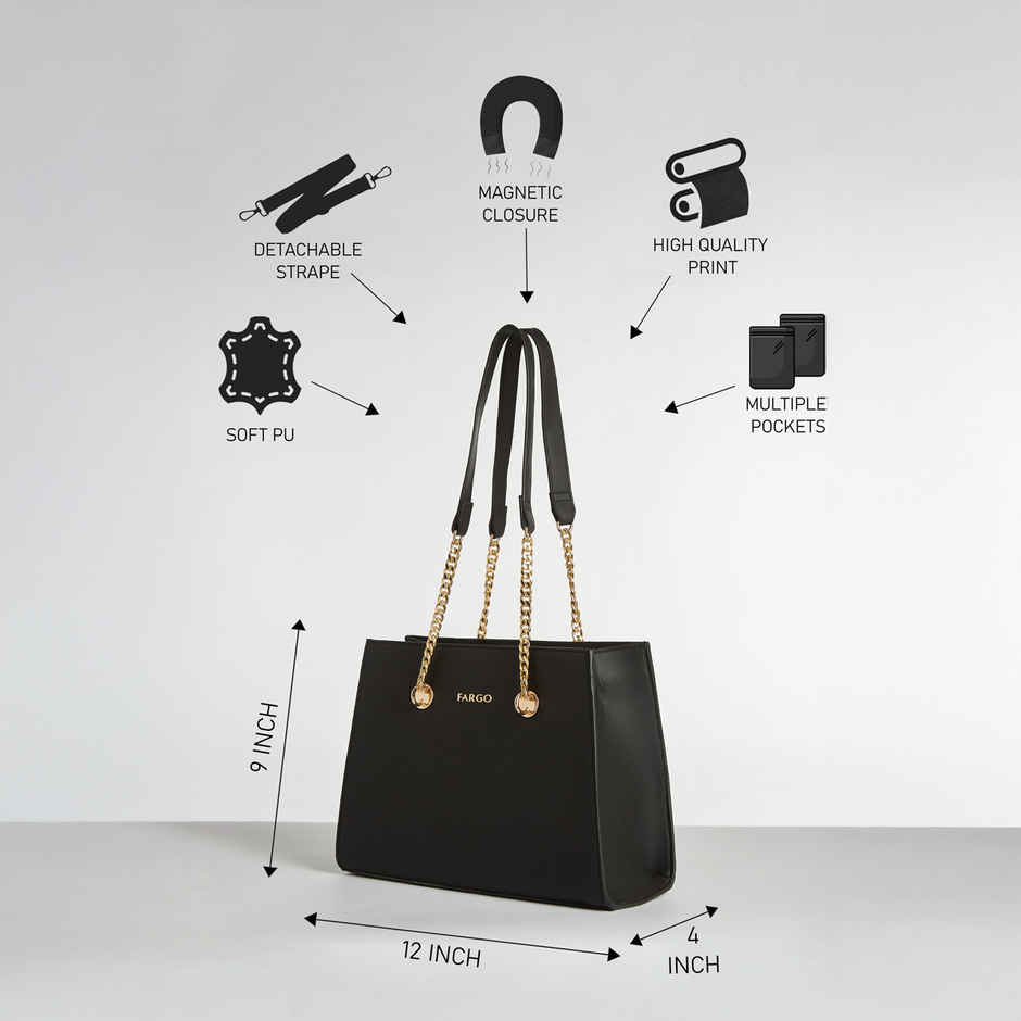 FARGO Women's Elevate Vegan Leather Handbag | FGO-884 | Black