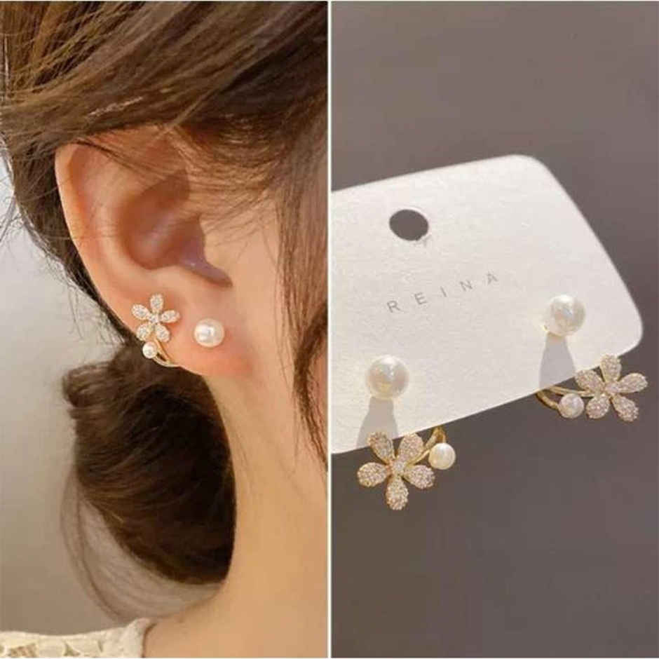 Estailo Fashion Women's Jewellery Earrings White Floral One Size | E0001452