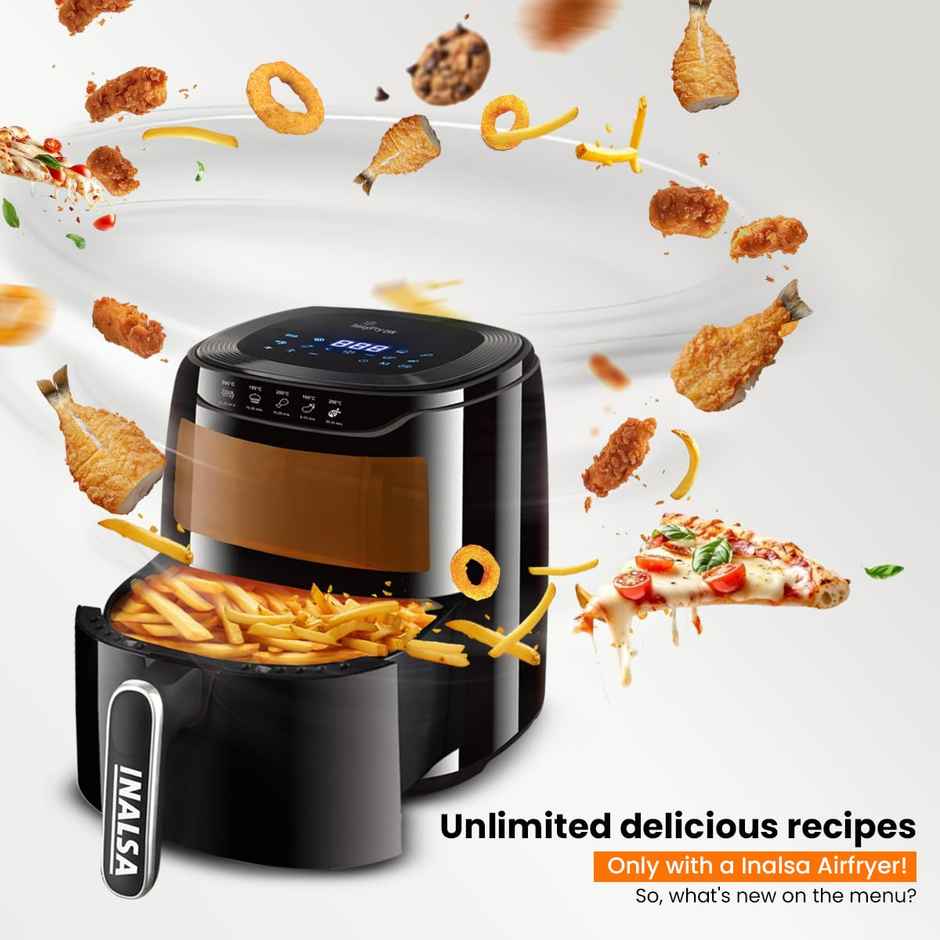 INALSA Air Fryer 1400 W Tasty Fry DW 4.2 ltr ,Air-Fryer with Window Display,8 Preset & Digital