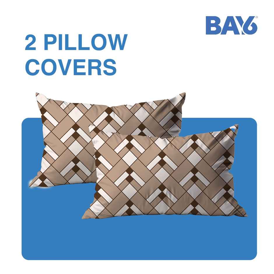 BAY6 Microfibre Floral Print Double Bedsheet - Beige | 220 x 240 cm + Two Pillow Covers