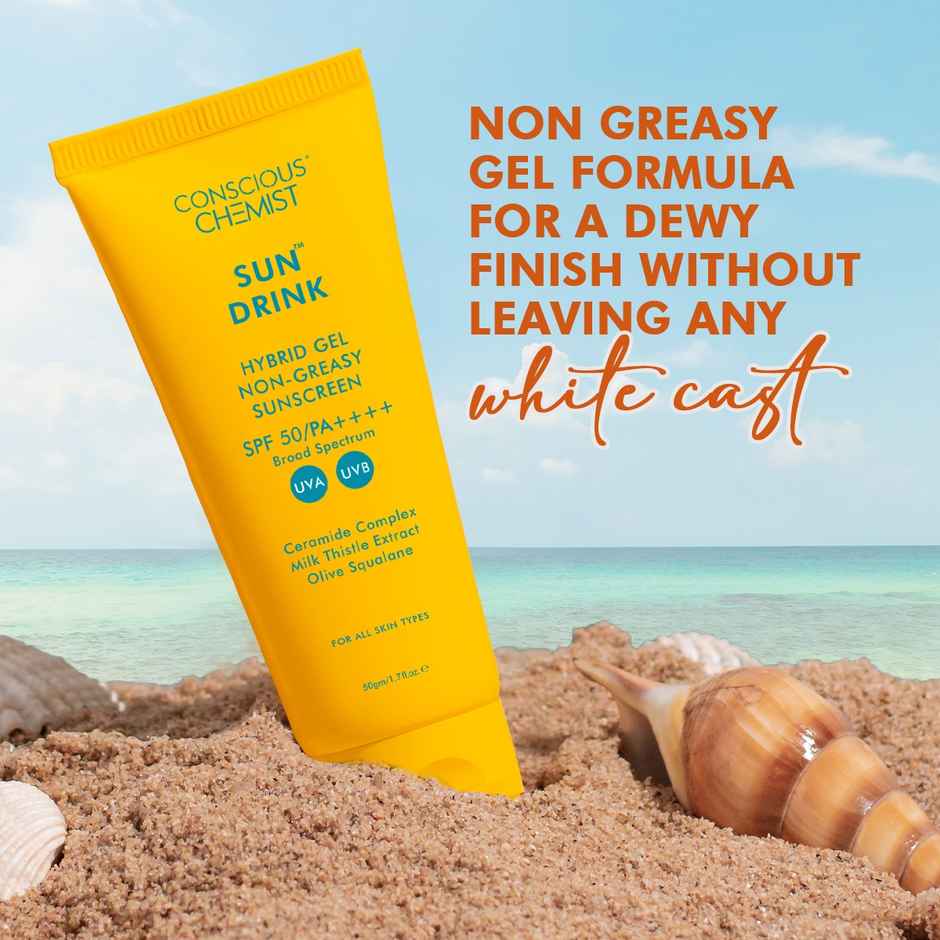 Conscious Chemist Sun Drink Hybrid Lightweight Gel Sunscreen SPF 50 PA++++ UVA/UVB With Ceramides