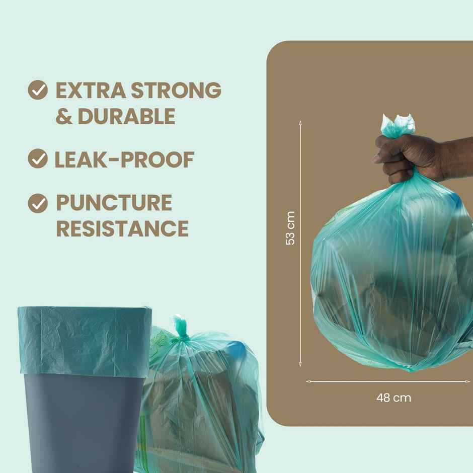 BAY6 Compostable Garbage Bags Roll - Medium - 19 x 21 Inch - Green