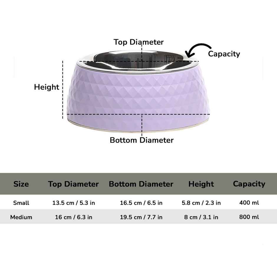 Zigly Lifestyle Retro Pyramid Dog Bowl - Lavender (L)