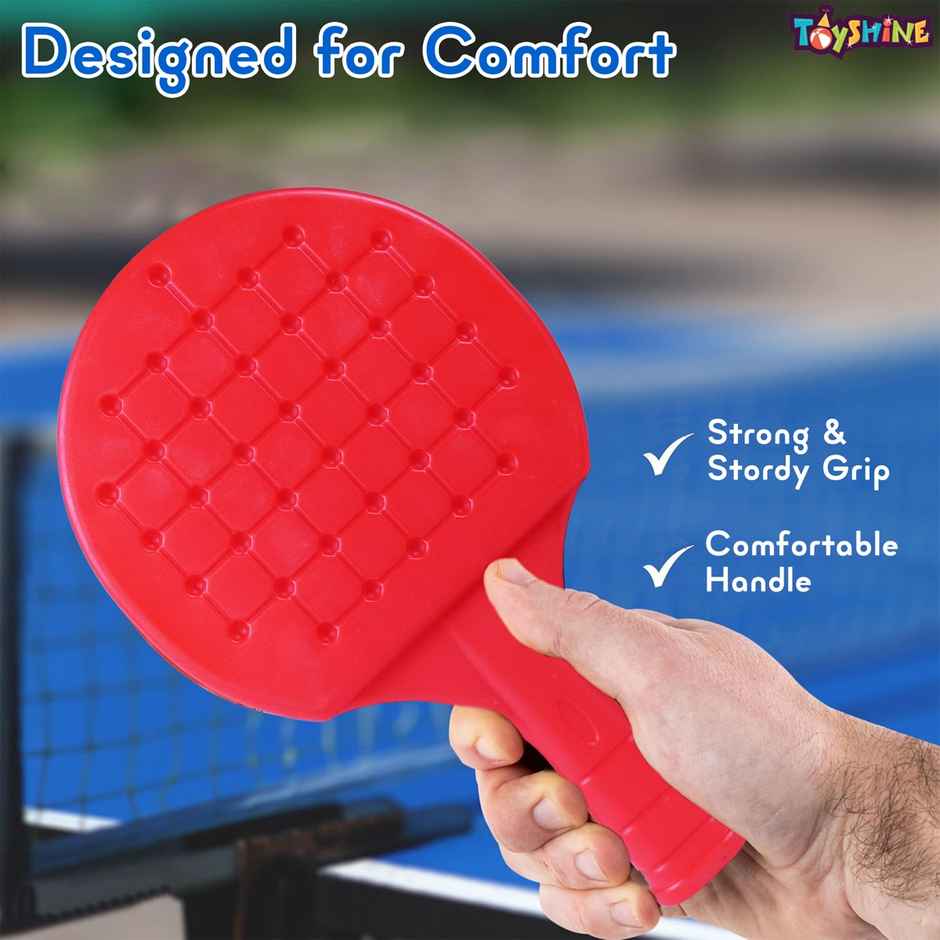 Toyshine Portable Plastic TT Racket Set, Includes 2 Racquets and Balls, for Kids