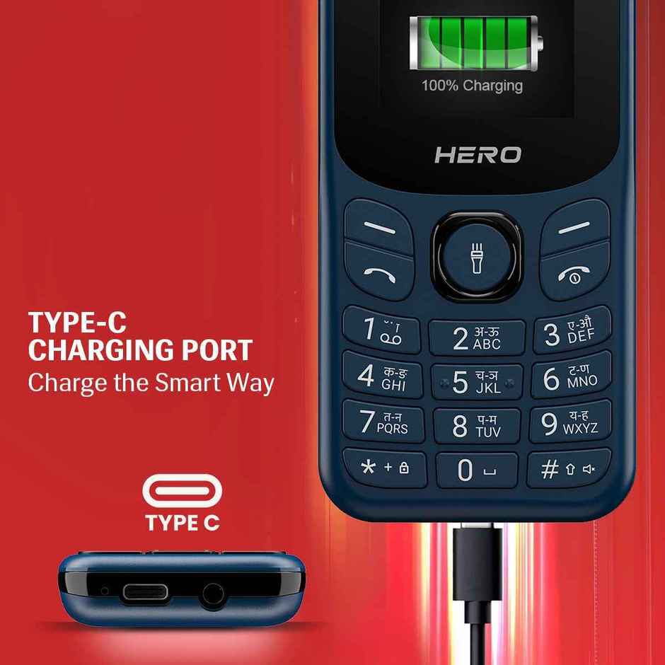 Lava Hero Shakti 2026 Dual SIM Keypad Phone | 1.8 inch Display | Type C | Blue