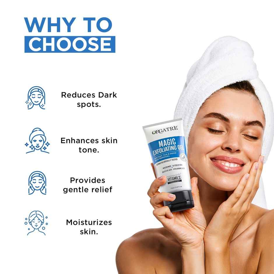 Orgatre Magic Exfoliating Gel | Instant Tan & Dead Skin Removal For Face & Body