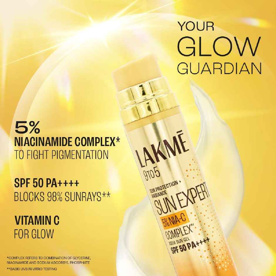 Lakme 5% Niacinamide & Vit C Water-Light Sunscreen Gel Spf 50 Pa++++For Oily Skin,2X Glow