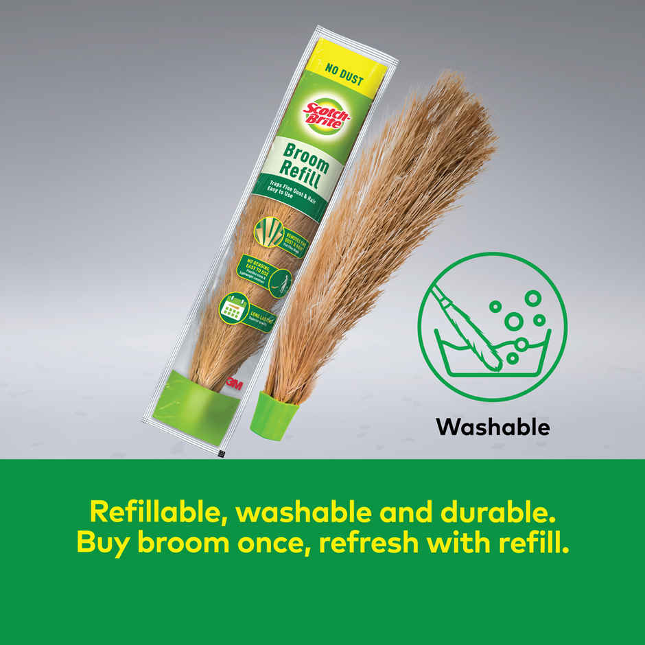 Scotch-Brite No-Dust Broom, Long handle, Easy floor cleaning (Multi-use) Combo  