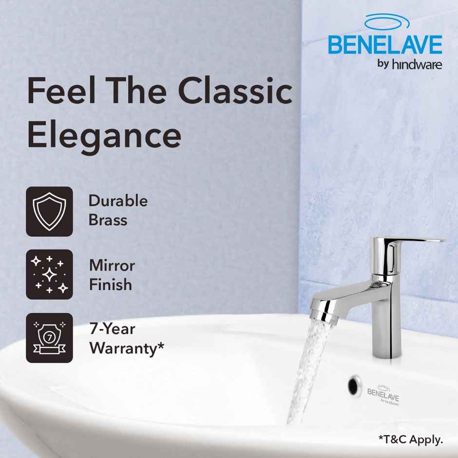 Benelave By Hindware Volga Brass Wash Basin Tap For Bathroom | Single Lever Cold-Only