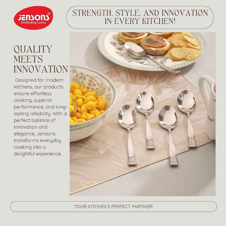 Jensons Flow Dessert Spoon Set of 6 | 17 cm