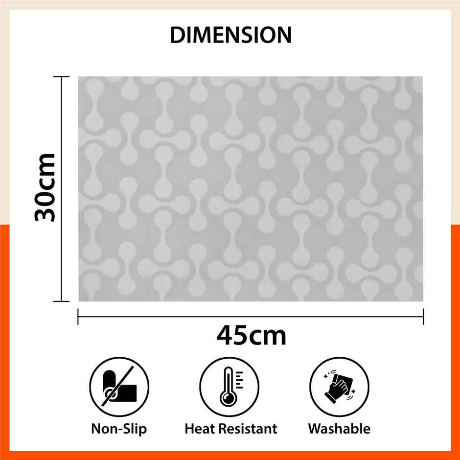 Bathla Fridge Mat | 45cm x 30 cm | Reusable, Washable, Temperature Resistant | Grey Abstract