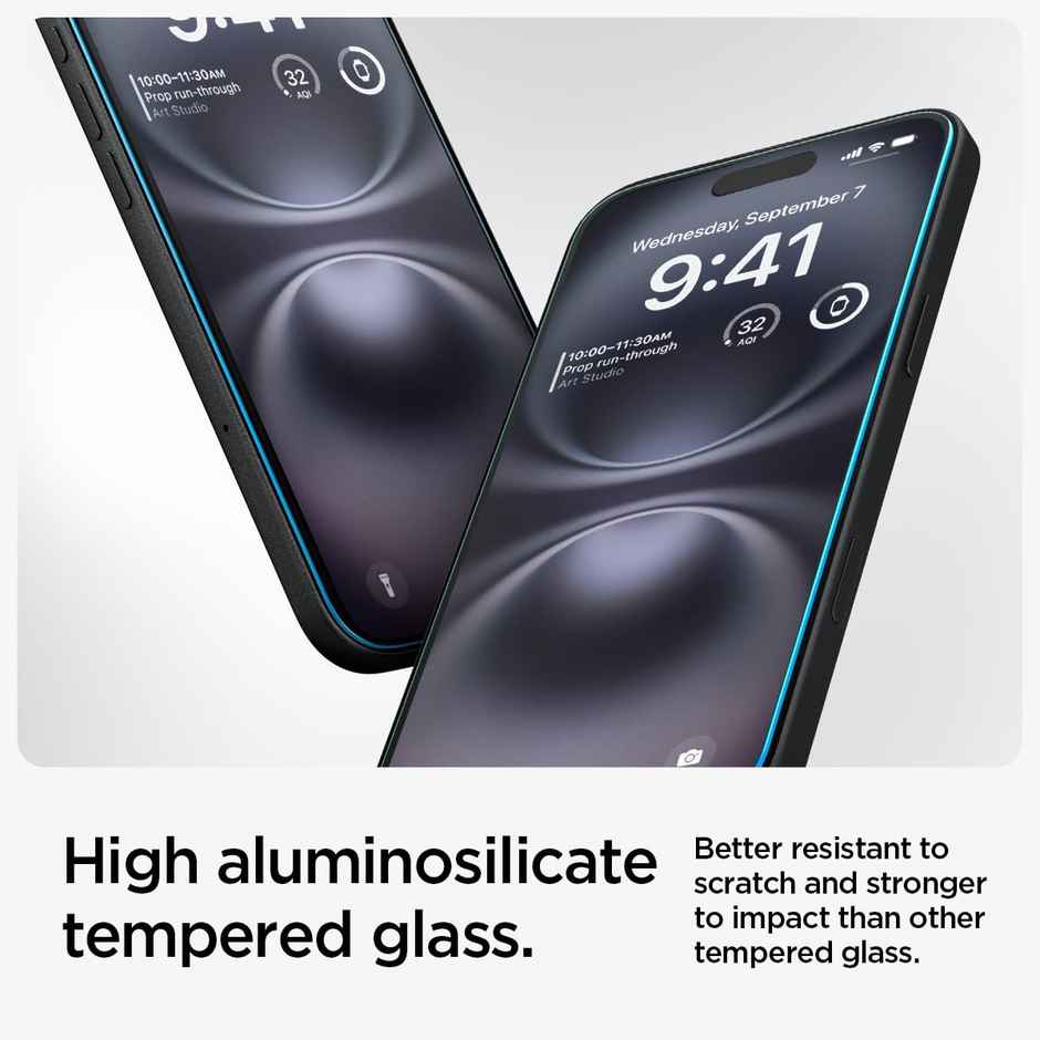 Spigen EZ Fit Tempered Glass Screen Protector Guard for iPhone 16 / iPhone 15 (2 Pack)