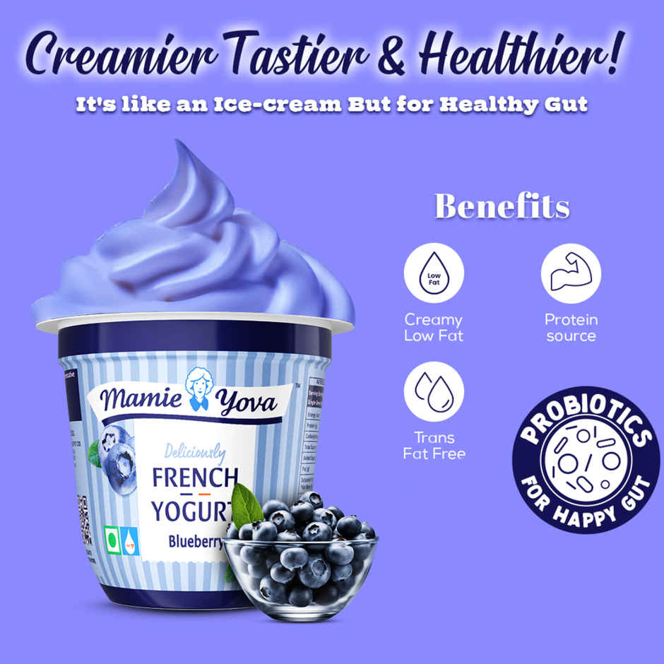 Mamie Yova Deliciously French Fruit Yogurt Blueberry(90 gms), Mamie Yova Yo Pop Yoghurt Drink Mango(125 ml) 