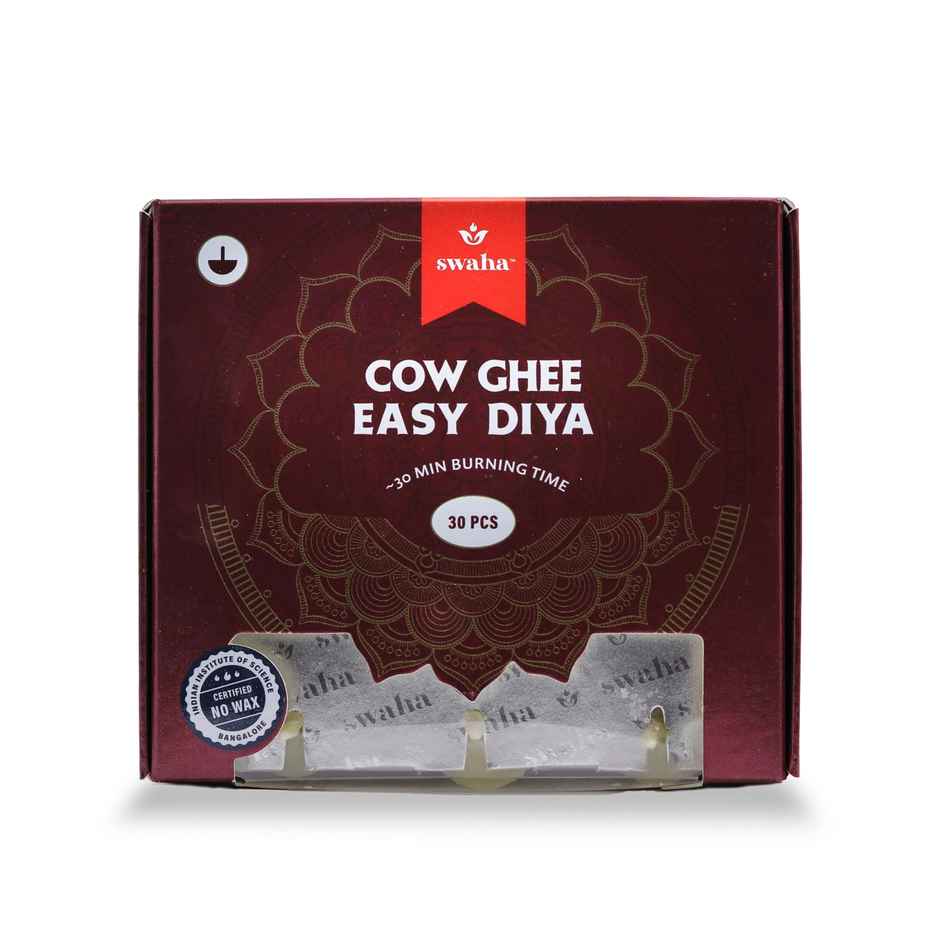 Cow Ghee Easy Diya | Yellow | Traditional | Pack of 30 | Diya-Pooja | Swaha