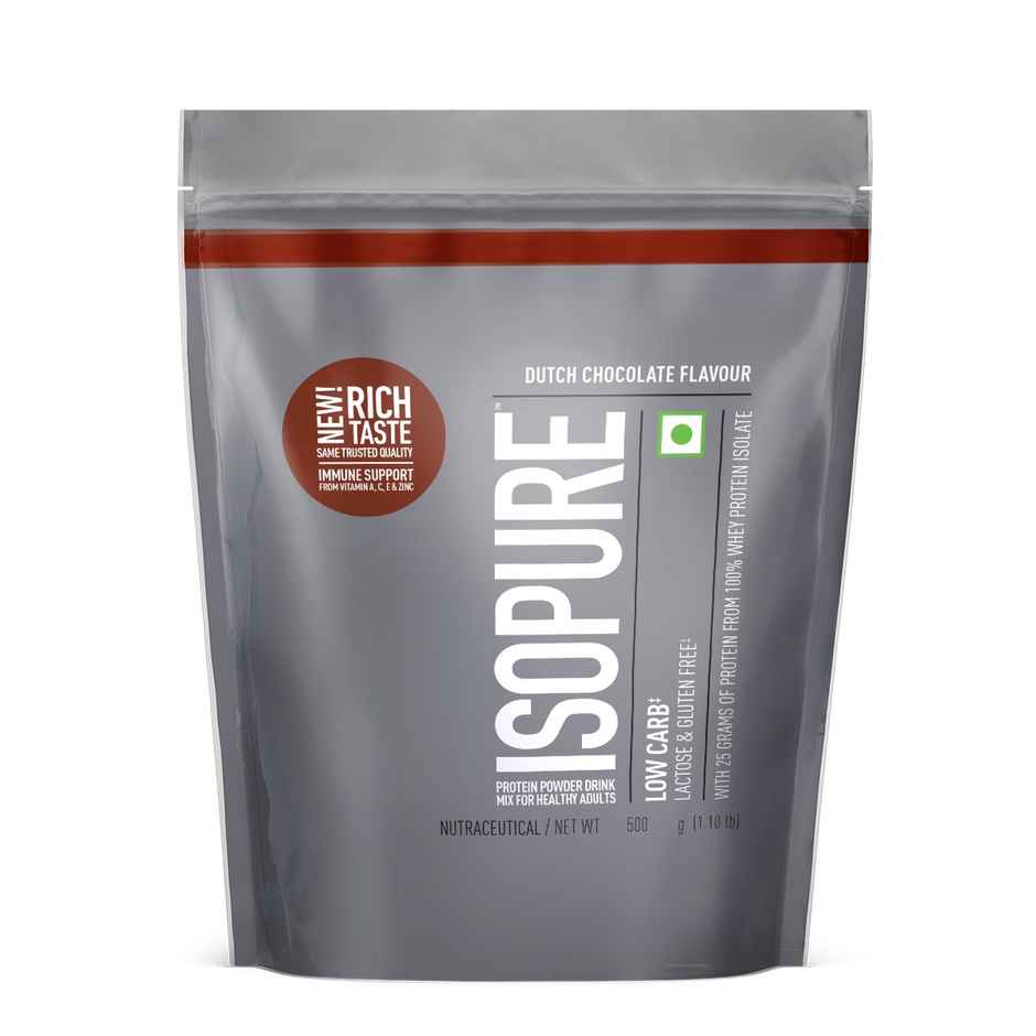 Isopure Whey Protein Isolate Powder With Vitamins For Immune Support - (Dutch Chocolate) (500g) & Boldfit Spider Gym Shaker Bottle (1pc) Combo