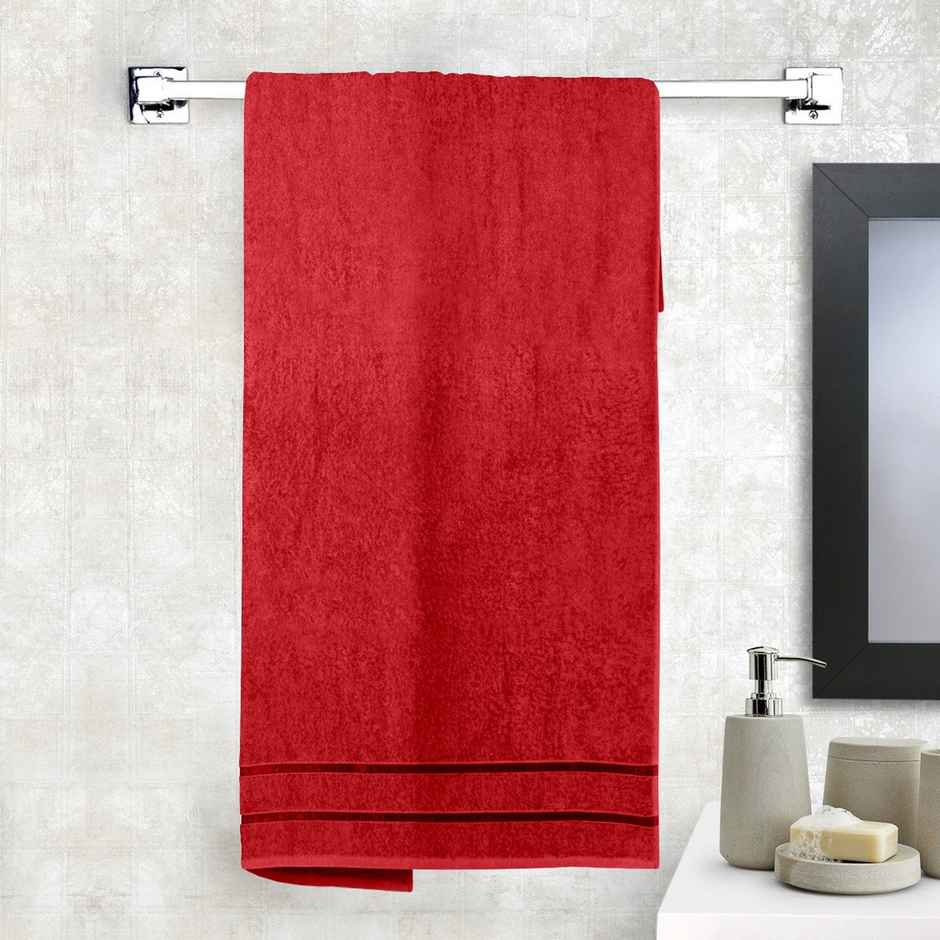 Story@Home 100% Cotton 450 1 Piece Bath Towel Wine Red Solid