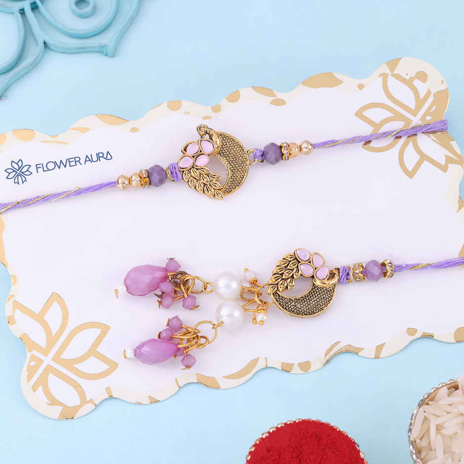 Bhaiya Bhabhi Rakhi | Elegant Peacock | Pack of 2 | Floweraura