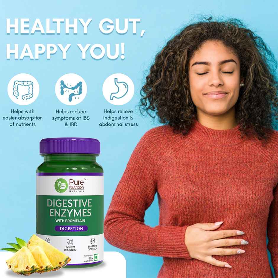 Pure Nutrition Digestive Enzymes 665mg | Bromelain Support | 60 Veg Caps