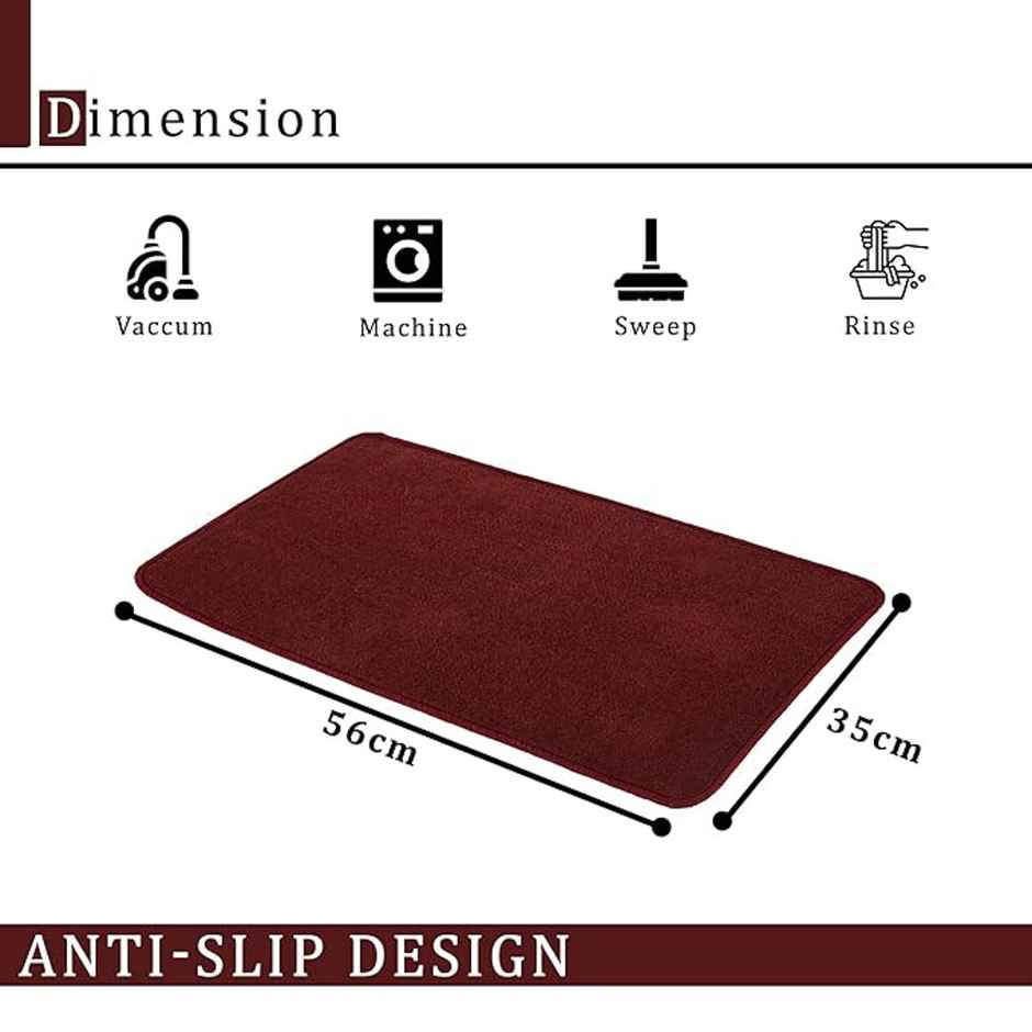 Kuber Industries Microfibre Anti-Skid Door Mats | Maroon & Grey | Pack of 2