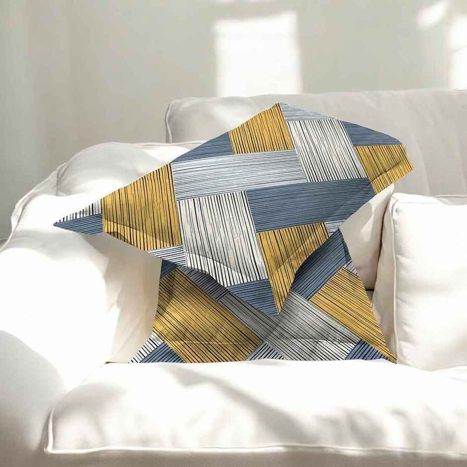 BAY6 Double 110 GSM Stripes Print Microfibre Bedsheet, 2 Pillow Covers | Beige & Yellow | 87 x 94in