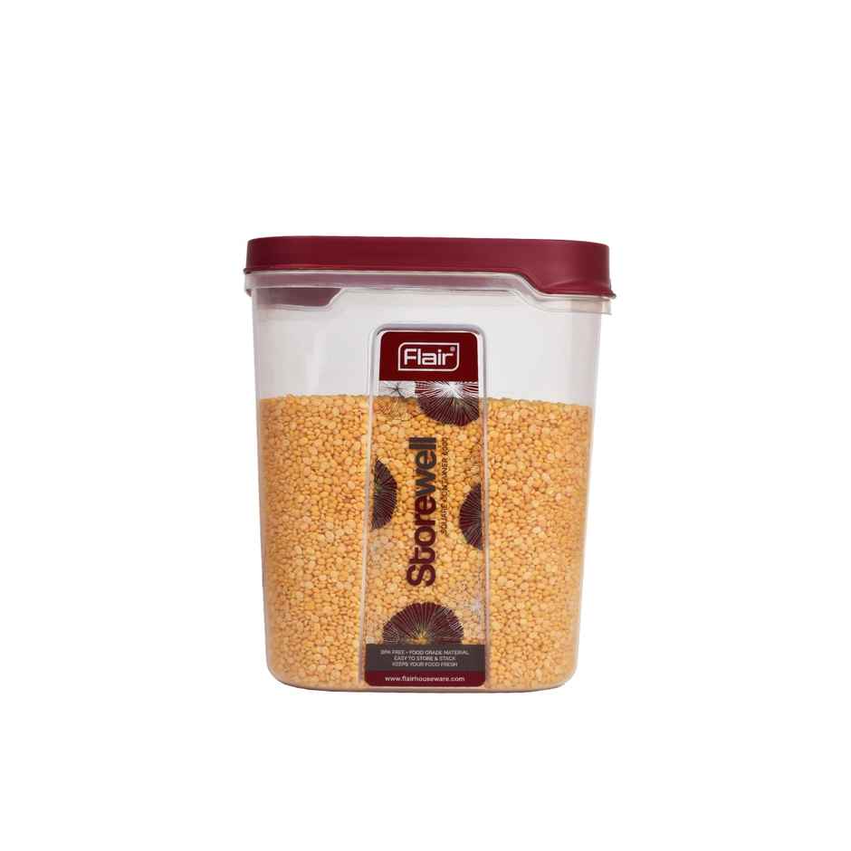 Flair Plastic Storewell Food Storage Containers 6000 ml (Maroon), Bpa Free, Spices Grains