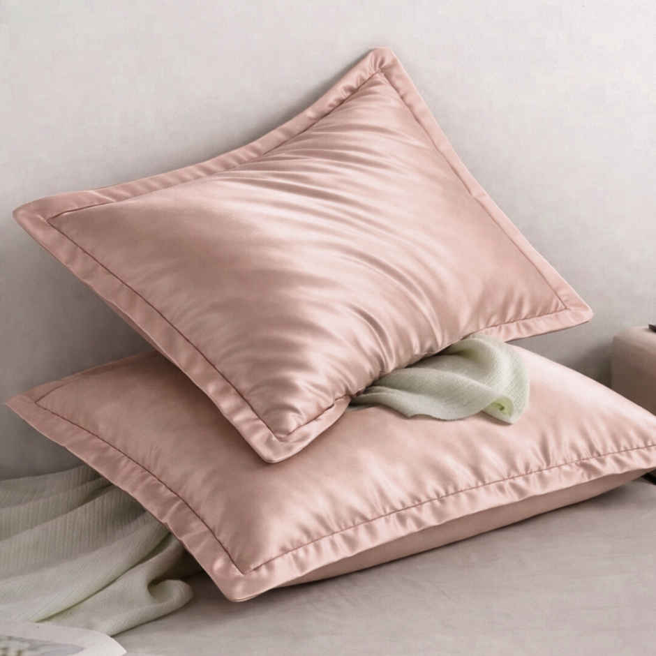 Bianca Premium Pillow Cover Set of 2 Pillow Covers | Faux Silk Solid | Champagne