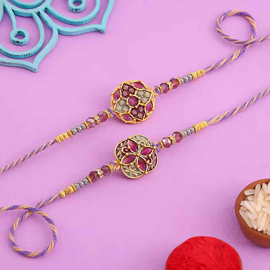 Floral Regal Rakhi Pair (Floweraura)